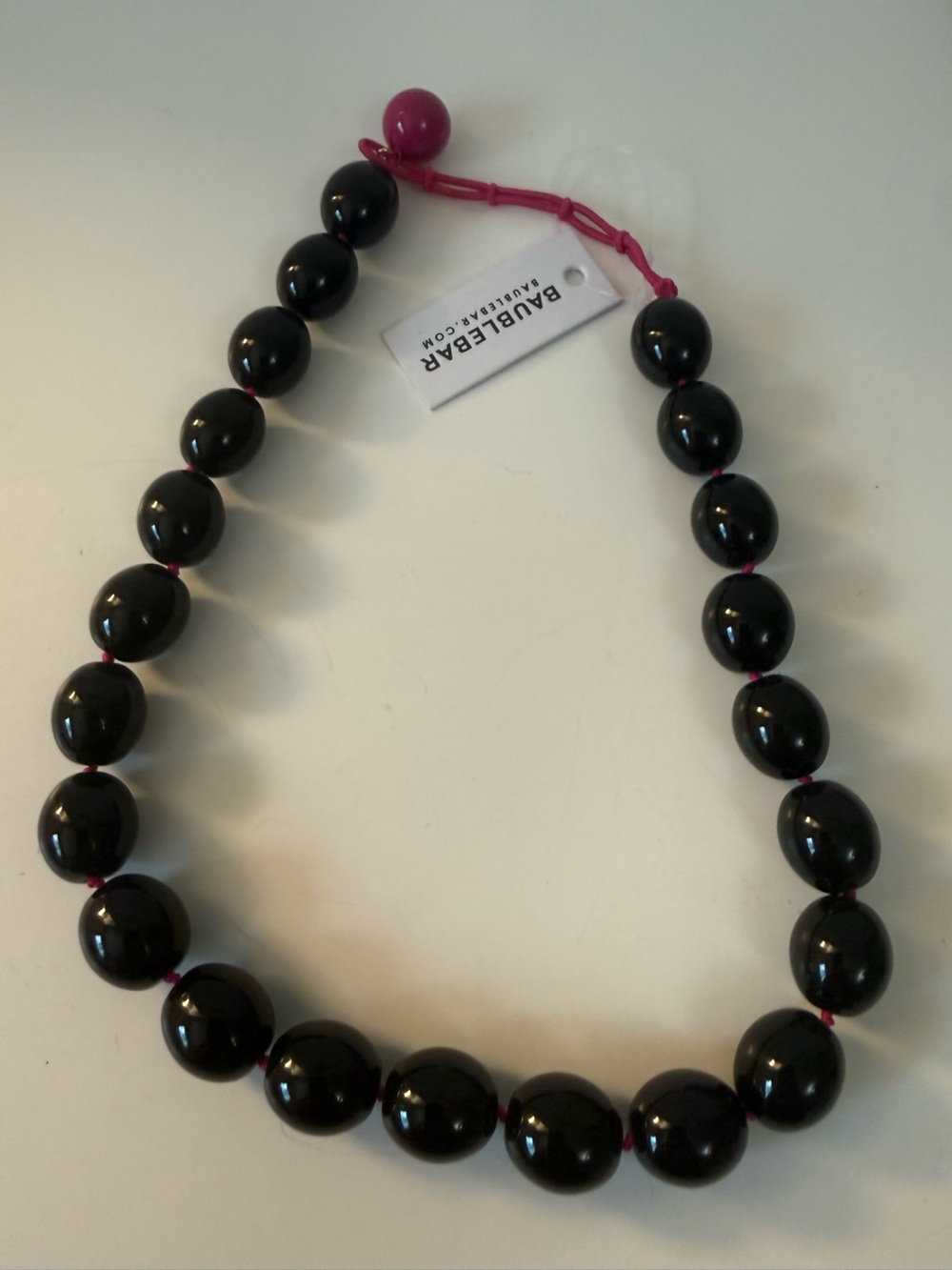 BaubleBar Black Beaded Necklace with Magenta Accents